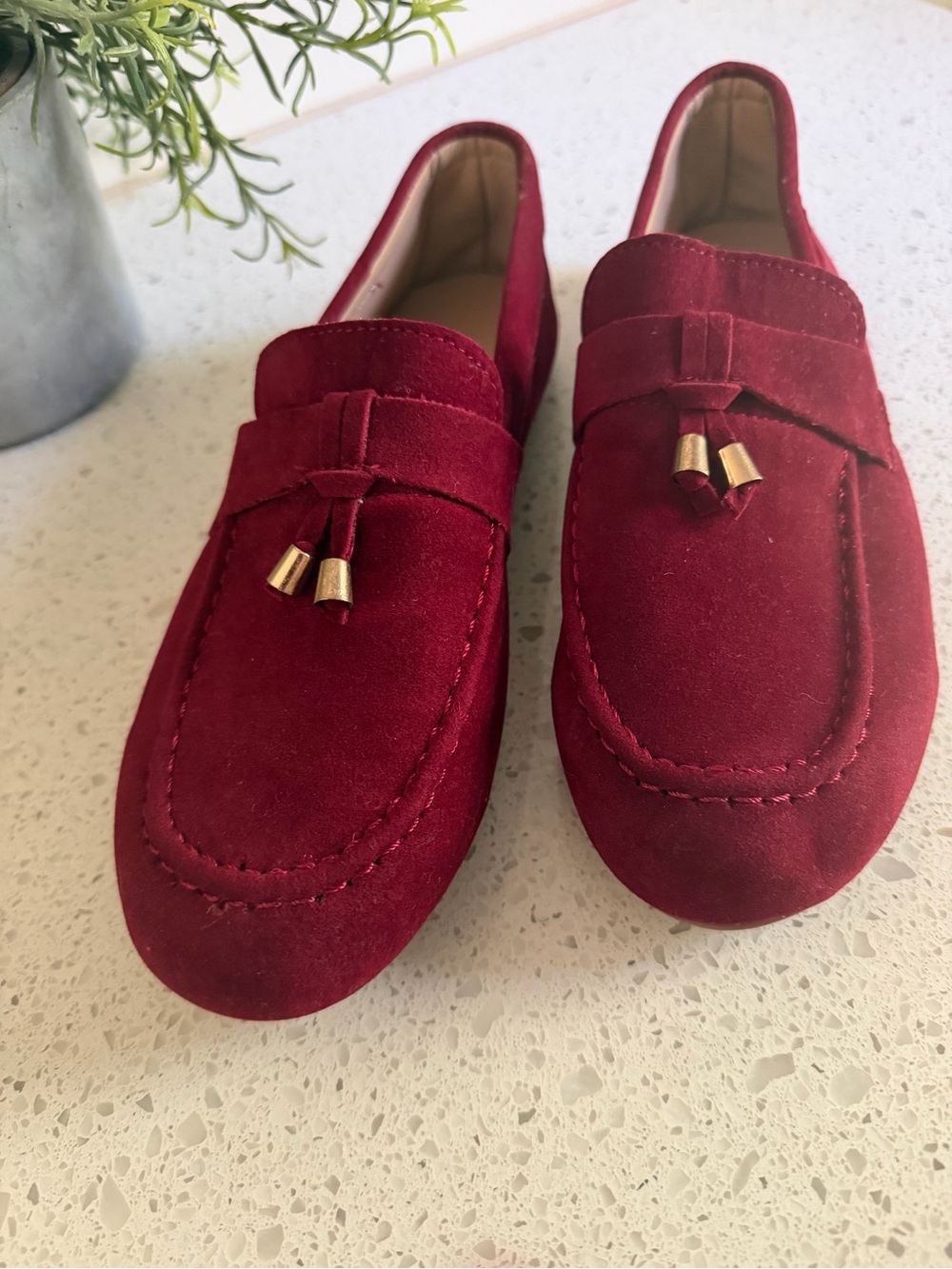 Women's Red Suede Tassel Loafers